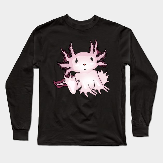 Cute Axolotl Lover Gift Kids Baby Axolotl Long Sleeve T-Shirt by PomegranatePower